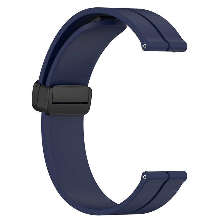 For Samsung Galaxy Watch 6 / Watch 5 / Watch4 40mm / 44mm / Huawei Watch GT 3 42mm / Garmin Venu2 Plus Silicone Watch Band Magnetic Folding Buckle Sport Strap - Midnight Blue