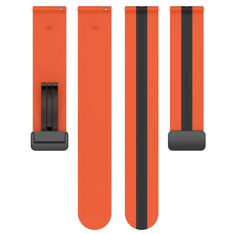 For Samsung Galaxy Watch6 40mm 44mm / Watch6 Classic 43mm 47mm / Watch 5 40mm 44mm / 5 Pro 45mm / Watch4 40mm 44mm Dual Color Sports Strap Magnetic Folding Buckle Silicone Watch Band Replacement - Orange / Black