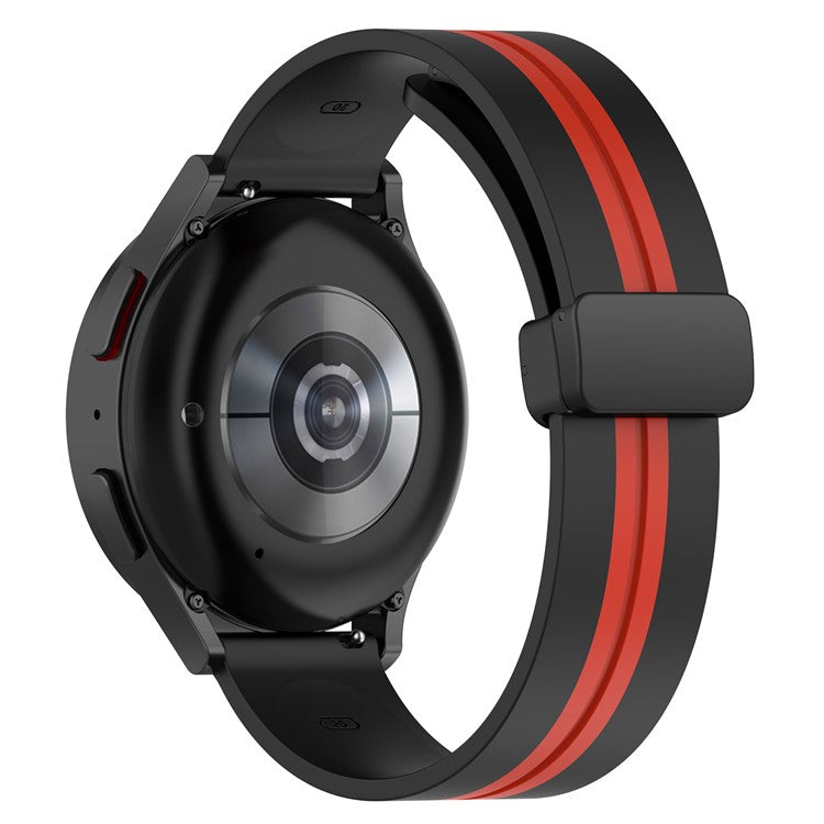 For Samsung Galaxy Watch6 40mm 44mm / Watch6 Classic 43mm 47mm / Watch 5 40mm 44mm / 5 Pro 45mm / Watch4 40mm 44mm Dual Color Sports Strap Magnetic Folding Buckle Silicone Watch Band Replacement - Black / Red