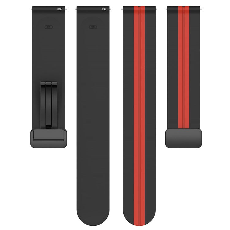 For Samsung Galaxy Watch6 40mm 44mm / Watch6 Classic 43mm 47mm / Watch 5 40mm 44mm / 5 Pro 45mm / Watch4 40mm 44mm Dual Color Sports Strap Magnetic Folding Buckle Silicone Watch Band Replacement - Black / Red