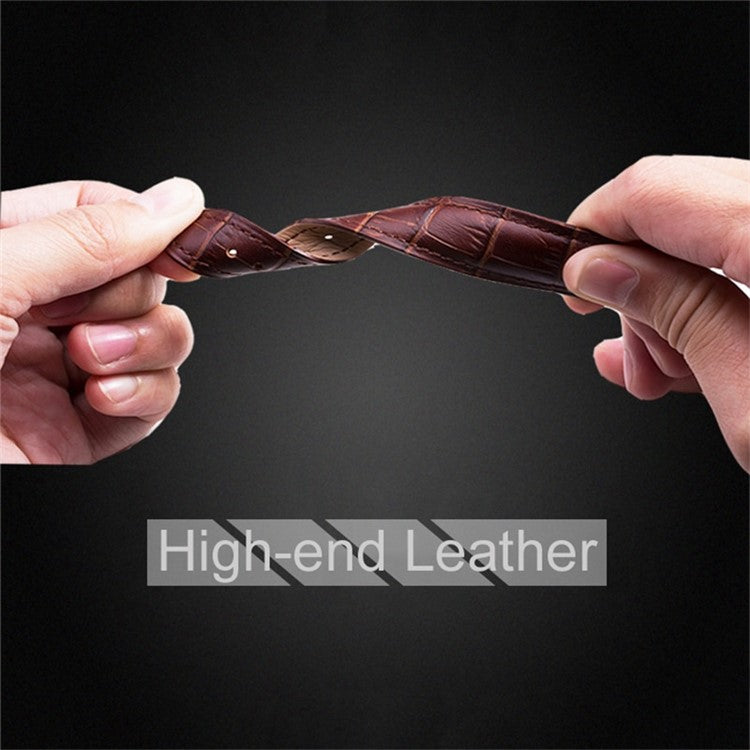 For Fitbit Versa 4 / Sense 2 Genuine Leather Watch Strap Crocodile Texture Replacement Band Stainless Steel Buckle Bracelet - White