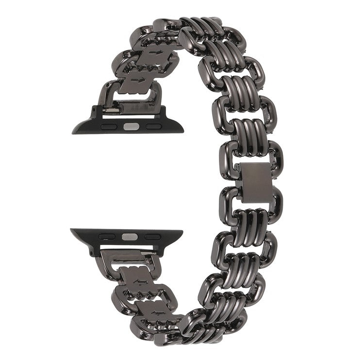 Watch Strap for Apple Watch Series 10 42mm / 9 8 7 41mm / SE (2023) SE (2022) SE 6 5 4 40mm / 3 2 1 38mm Ring Chain Metal Wrist Band - Black