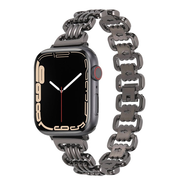 Watch Strap for Apple Watch Series 10 42mm / 9 8 7 41mm / SE (2023) SE (2022) SE 6 5 4 40mm / 3 2 1 38mm Ring Chain Metal Wrist Band - Black