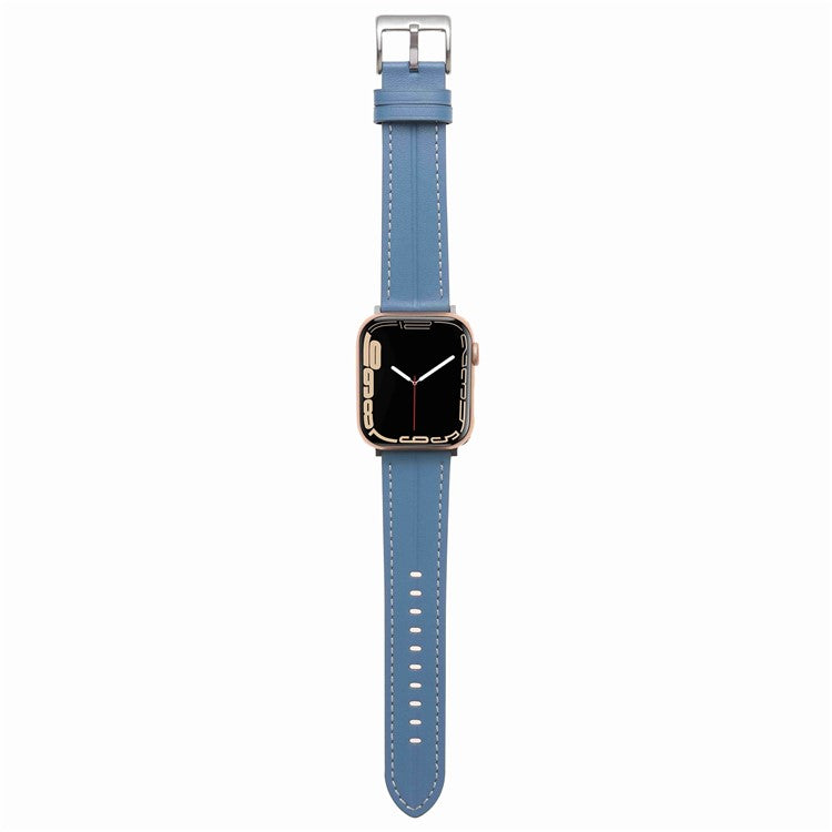 Watch Strap for Apple Watch Series 10 42mm / 9 8 7 41mm / SE (2023) SE (2022) SE 6 5 4 40mm / 3 2 1 38mm Genuine Leather Watch Band - Blue