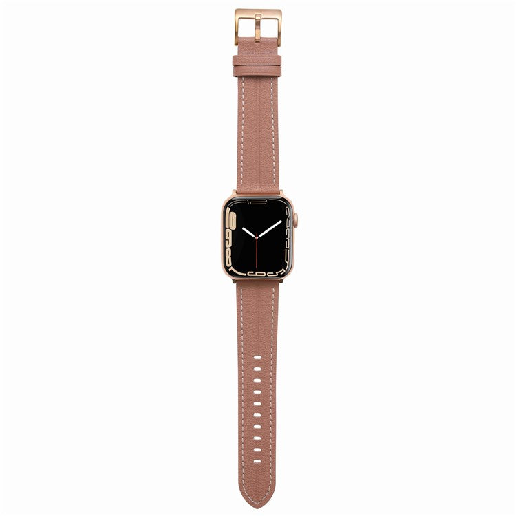 Watch Strap for Apple Watch Series 10 42mm / 9 8 7 41mm / SE (2023) SE (2022) SE 6 5 4 40mm / 3 2 1 38mm Genuine Leather Watch Band - Deep Pink