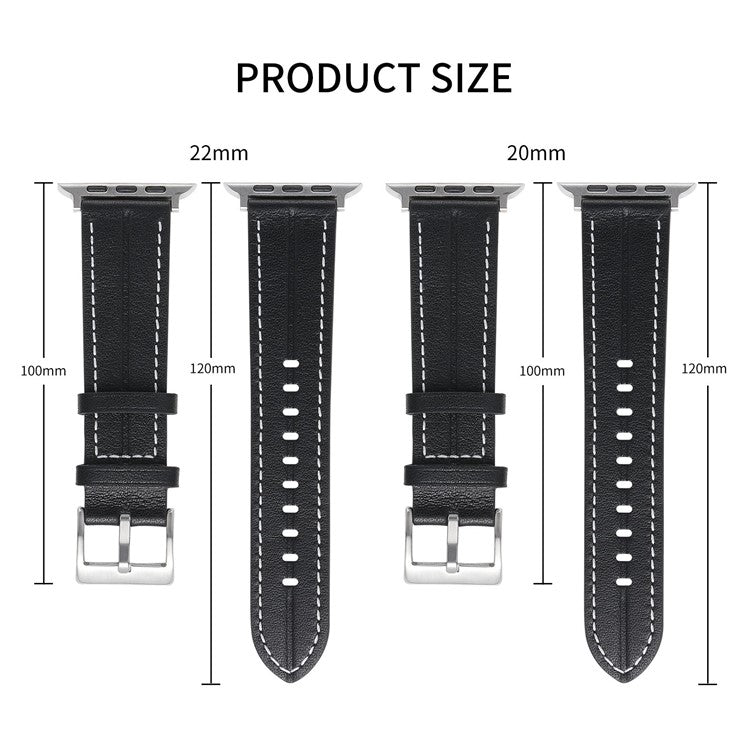 Watch Strap for Apple Watch Series 10 42mm / 9 8 7 41mm / SE (2023) SE (2022) SE 6 5 4 40mm / 3 2 1 38mm Genuine Leather Watch Band - Deep Pink