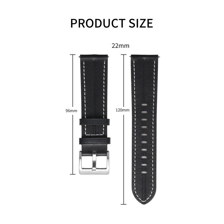 For Realme Watch 3 / Huami Amazfit GTR 4 / GTR 4 Pro Genuine Leather Watch Band 22mm Adjustable Quick Release Replacement Strap - Blue