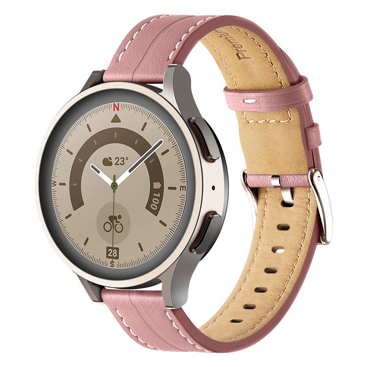 For Realme Watch 3 / Huami Amazfit GTR 4 / GTR 4 Pro Genuine Leather Watch Band 22mm Adjustable Quick Release Replacement Strap - Deep Pink