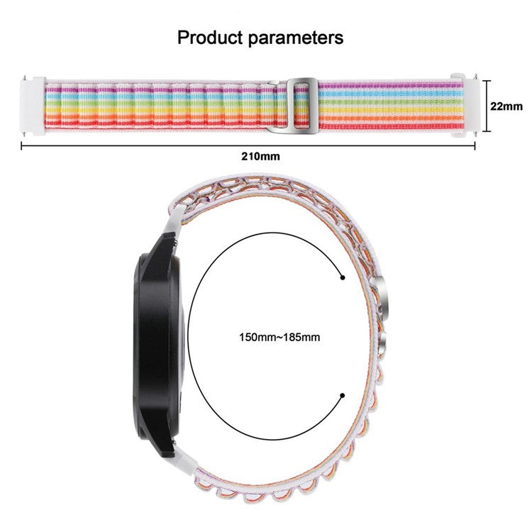 For Realme Watch 3 / Huami Amazfti GTR 4 / GTR 4 Pro Replacement Nylon Smartwatch Band 22mm Universal Adjustable Wrist Strap - Colorful