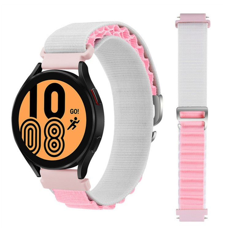 For Realme Watch 3 / Huami Amazfti GTR 4 / GTR 4 Pro Replacement Nylon Smartwatch Band 22mm Universal Adjustable Wrist Strap - White / Pink