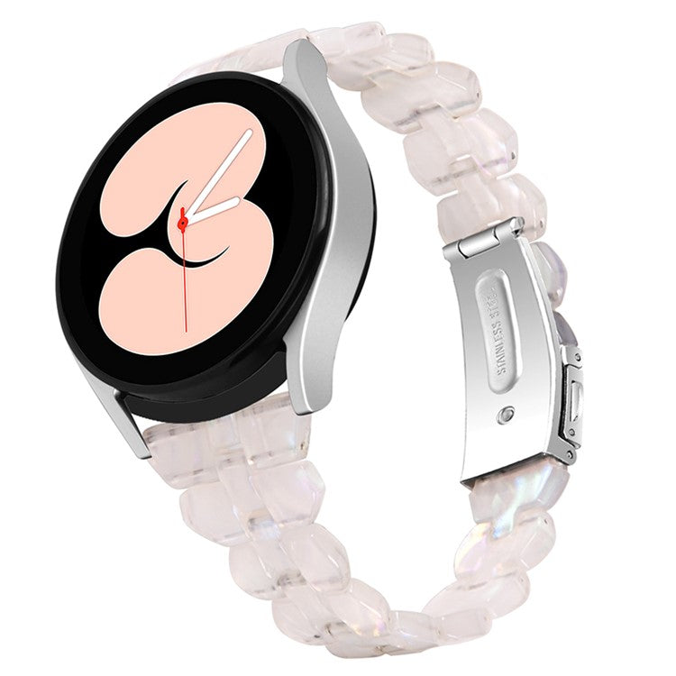For Samsung Galaxy Watch6 40mm 44mm / Watch6 Classic 43mm 47mm / Watch 5 40mm 44mm / 5 Pro 45mm / Watch4 40mm 44mm Resin Strap 20mm Bracelet Wristband Replacement - Shell White