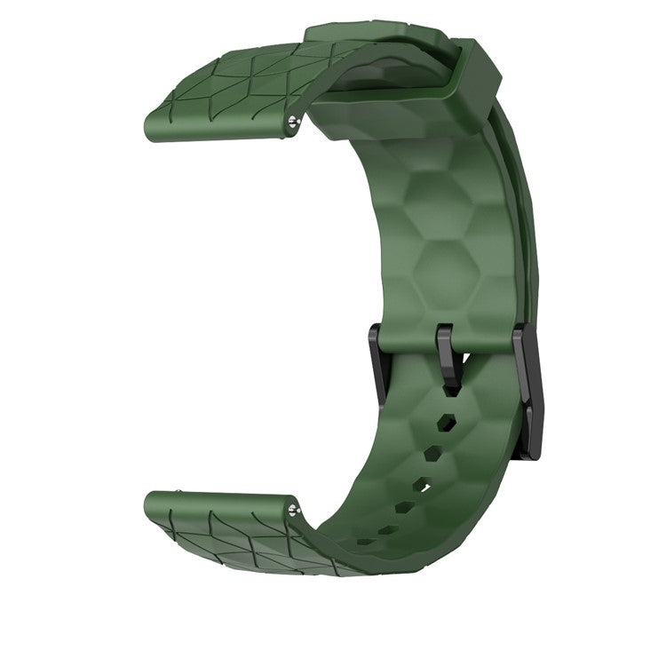 For Samsung Galaxy Watch3 / Huawei Watch GT 2 / GT Runner / Garmin Forerunner 255 Watch Band 22mm Football Pattern Silicone Wrist Strap Replacement - Army Green