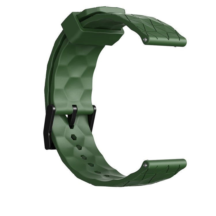 For Samsung Galaxy Watch3 / Huawei Watch GT 2 / GT Runner / Garmin Forerunner 255 Watch Band 22mm Football Pattern Silicone Wrist Strap Replacement - Army Green