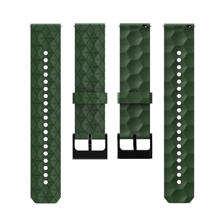 For Samsung Galaxy Watch3 / Huawei Watch GT 2 / GT Runner / Garmin Forerunner 255 Watch Band 22mm Football Pattern Silicone Wrist Strap Replacement - Army Green