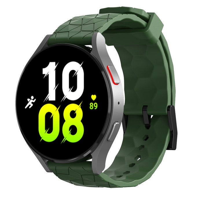 For Samsung Galaxy Watch3 / Huawei Watch GT 2 / GT Runner / Garmin Forerunner 255 Watch Band 22mm Football Pattern Silicone Wrist Strap Replacement - Army Green