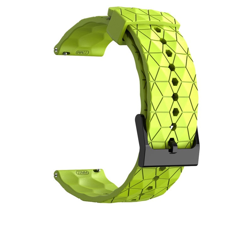 For Samsung Galaxy Watch3 / Huawei Watch GT 2 / GT Runner / Garmin Forerunner 255 Watch Band 22mm Football Pattern Silicone Wrist Strap Replacement - Lime