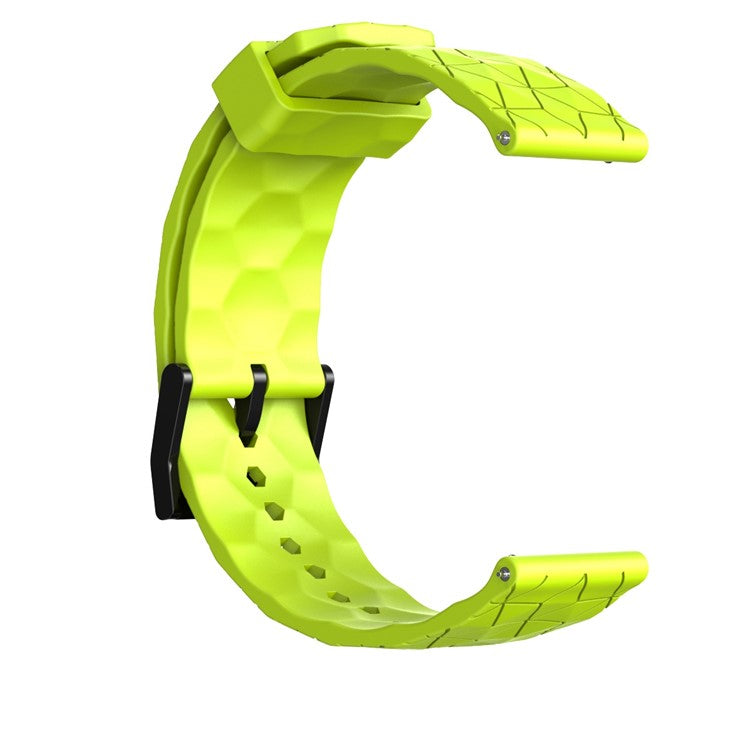 For Samsung Galaxy Watch3 / Huawei Watch GT 2 / GT Runner / Garmin Forerunner 255 Watch Band 22mm Football Pattern Silicone Wrist Strap Replacement - Lime