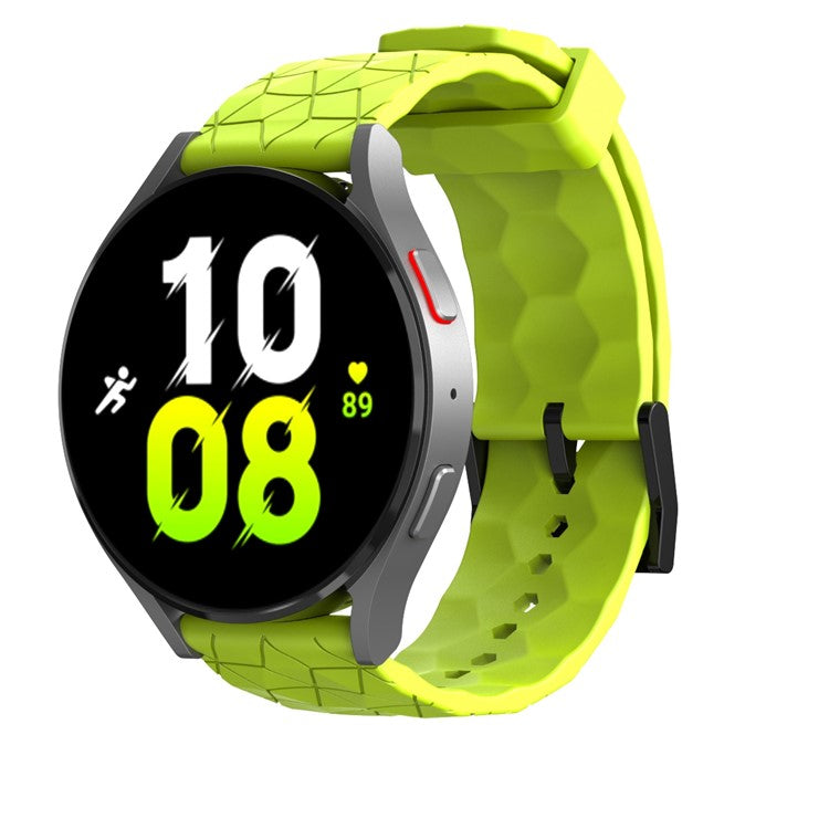 For Samsung Galaxy Watch3 / Huawei Watch GT 2 / GT Runner / Garmin Forerunner 255 Watch Band 22mm Football Pattern Silicone Wrist Strap Replacement - Lime