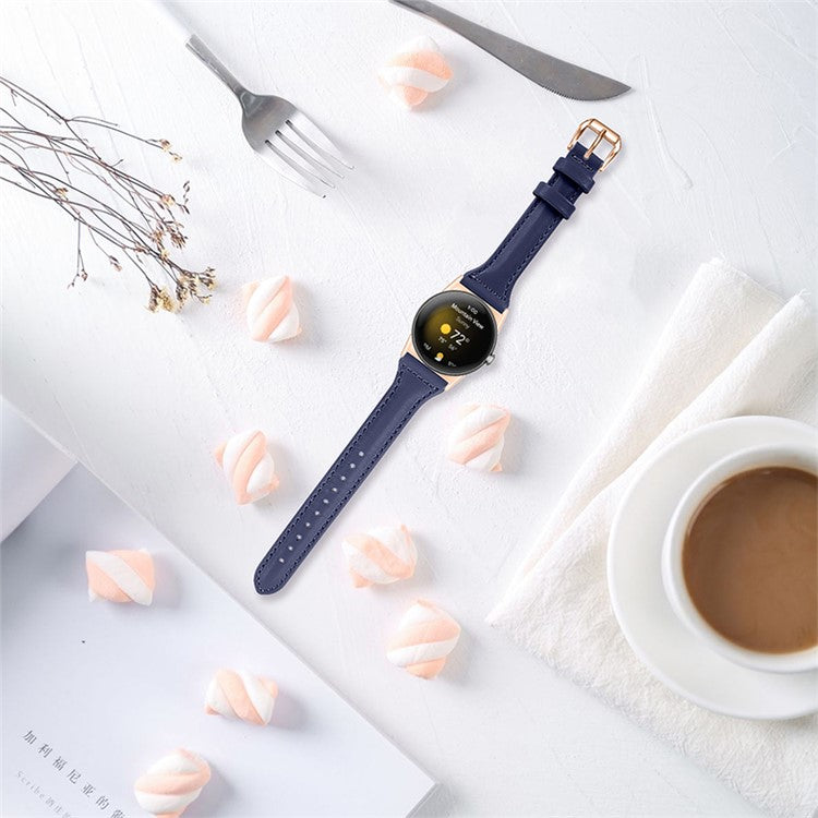 Genuine Leather Watch Strap for Google Pixel Watch 2 / Pixel Watch Band Quick Release 20mm Watch Band with Rose Gold Connector - Dark Blue