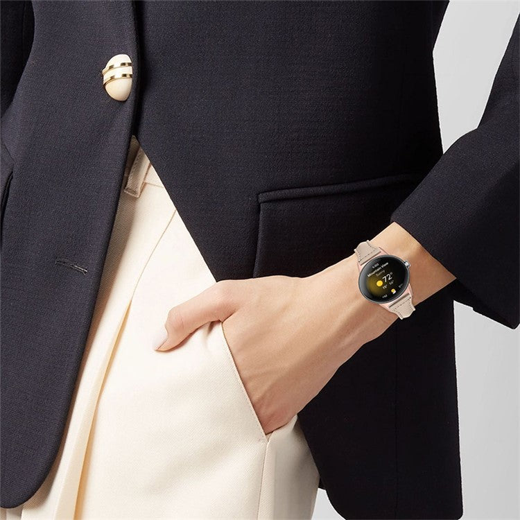 Genuine Leather Watch Strap for Google Pixel Watch 2 / Pixel Watch Band Quick Release 20mm Watch Band with Rose Gold Connector - Apricot