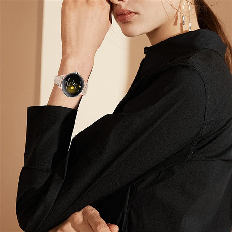 Genuine Leather Watch Strap for Google Pixel Watch 2 / Pixel Watch Band Quick Release 20mm Watch Band with Rose Gold Connector - Apricot