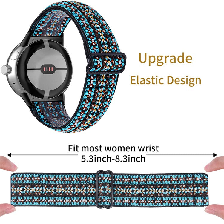 For Google Pixel Watch 2 / Pixel Watch Elastic Watch Band Braided Wrist Strap with Black Connector - Style C