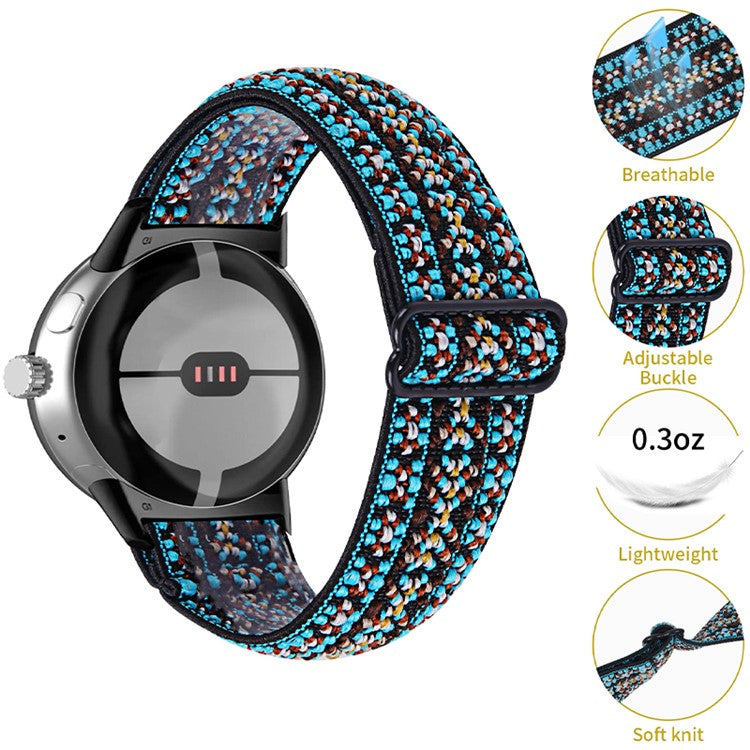 For Google Pixel Watch 2 / Pixel Watch Elastic Watch Band Braided Wrist Strap with Black Connector - Style C