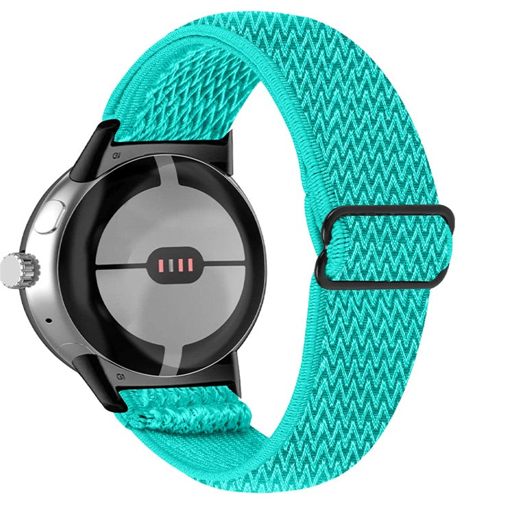 For Google Pixel Watch 2 / Pixel Watch Elastic Watch Strap Replacement Watch Band with Black Connector - Mint Green