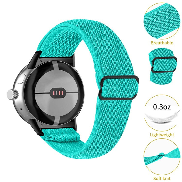 For Google Pixel Watch 2 / Pixel Watch Elastic Watch Strap Replacement Watch Band with Black Connector - Mint Green