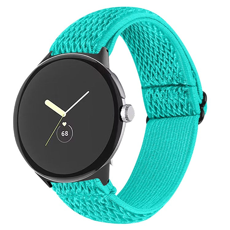 For Google Pixel Watch 2 / Pixel Watch Elastic Watch Strap Replacement Watch Band with Black Connector - Mint Green
