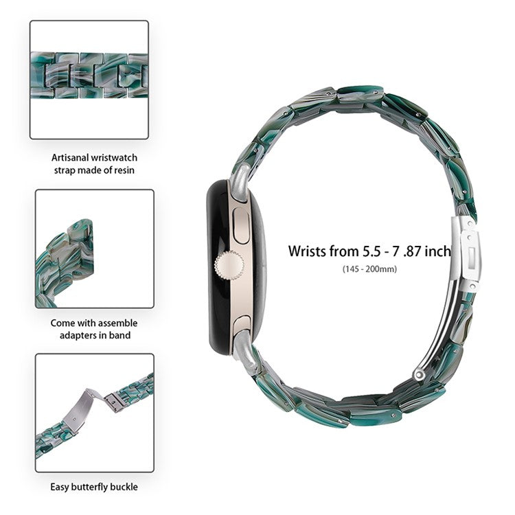 Replacement Watch Band for Google Pixel Watch 2 / Pixel Watch Quick Release Polished Watchband 20mm Resin Watch Strap - Green