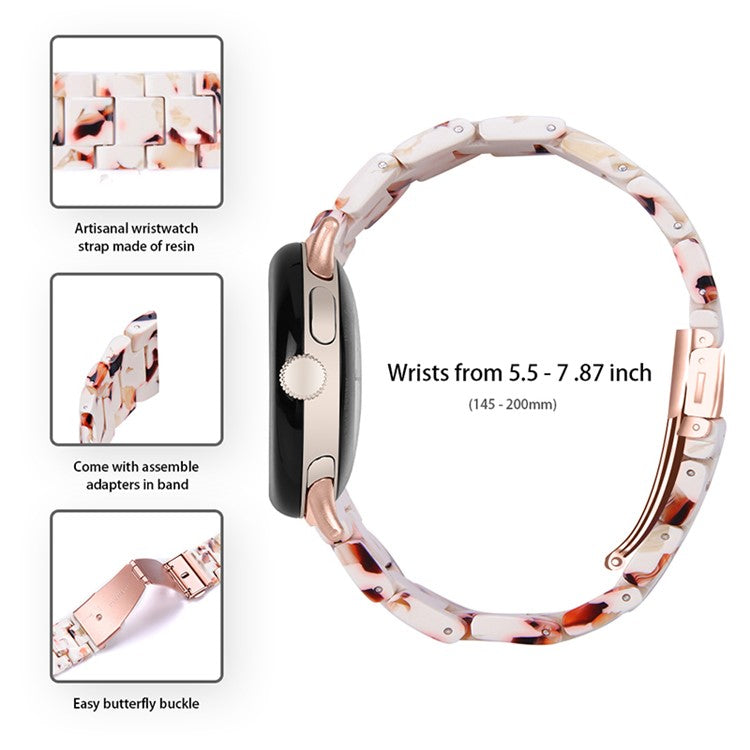 Replacement Watch Band for Google Pixel Watch 2 / Pixel Watch Quick Release Polished Watchband 20mm Resin Watch Strap - Nougat