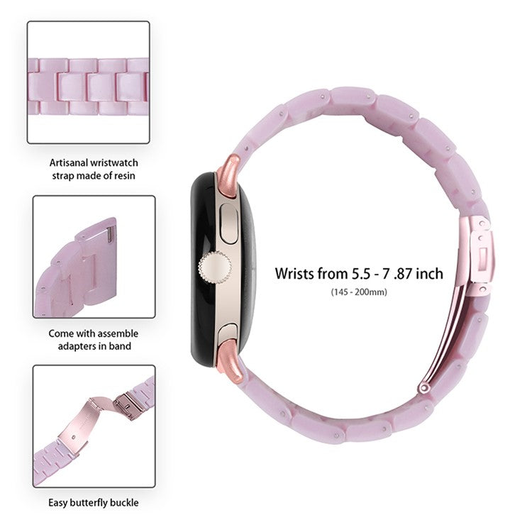 Replacement Watch Band for Google Pixel Watch 2 / Pixel Watch Quick Release Polished Watchband 20mm Resin Watch Strap - Light Purple