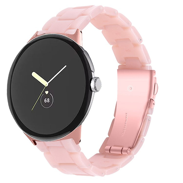 For Google Pixel Watch 3 41mm / Watch 2 / Pixel Watch Slim Light Resin Band Sport Strap Bracelet with Stainless Steel Buckle - Pink