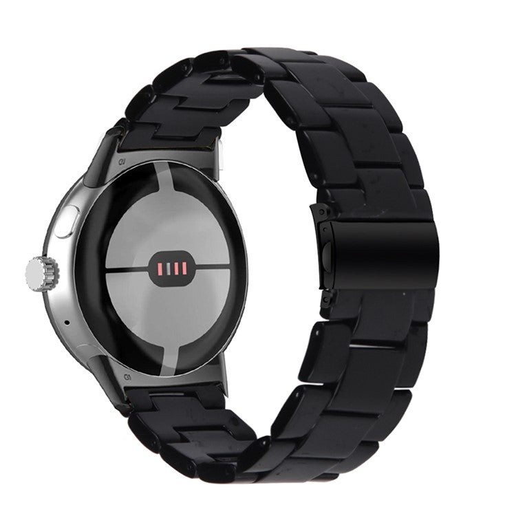 For Google Pixel Watch 3 41mm / Watch 2 / Pixel Watch Slim Light Resin Band Sport Strap Bracelet with Stainless Steel Buckle - Black