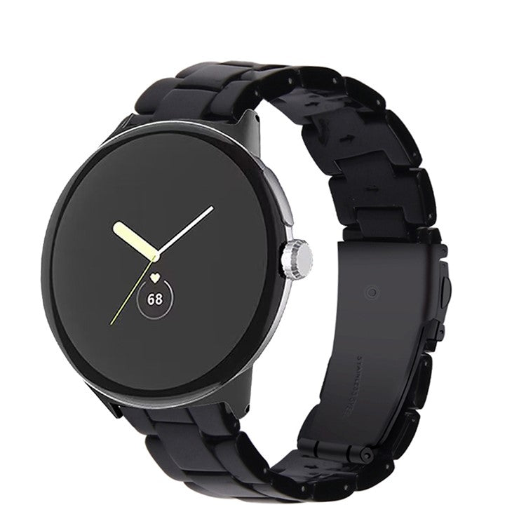 For Google Pixel Watch 3 41mm / Watch 2 / Pixel Watch Slim Light Resin Band Sport Strap Bracelet with Stainless Steel Buckle - Black