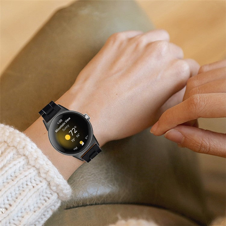 For Google Pixel Watch 3 41mm / Watch 2 / Pixel Watch Slim Light Resin Band Sport Strap Bracelet with Stainless Steel Buckle - Black