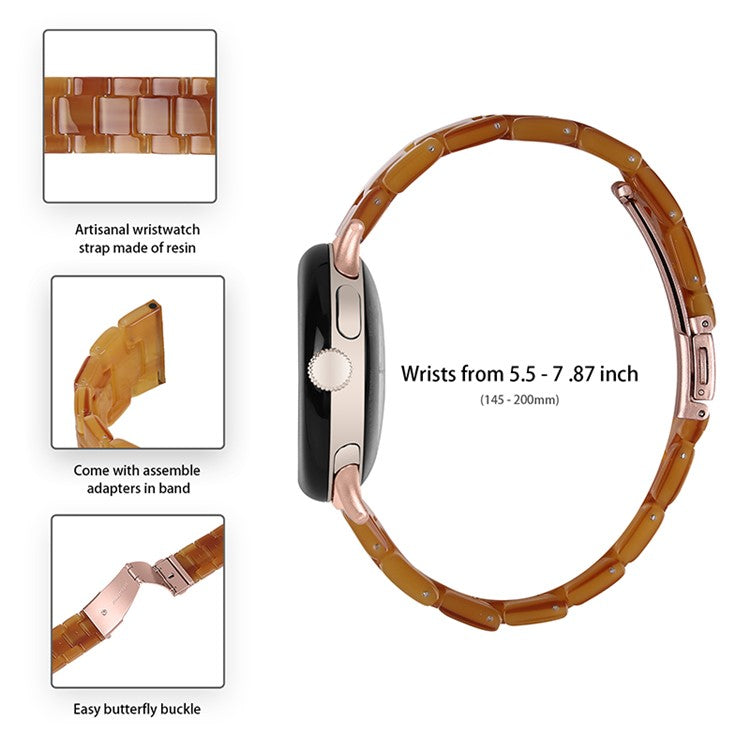 For Google Pixel Watch 3 41mm / Watch 2 / Pixel Watch Slim Light Resin Band Sport Strap Bracelet with Stainless Steel Buckle - Caramel
