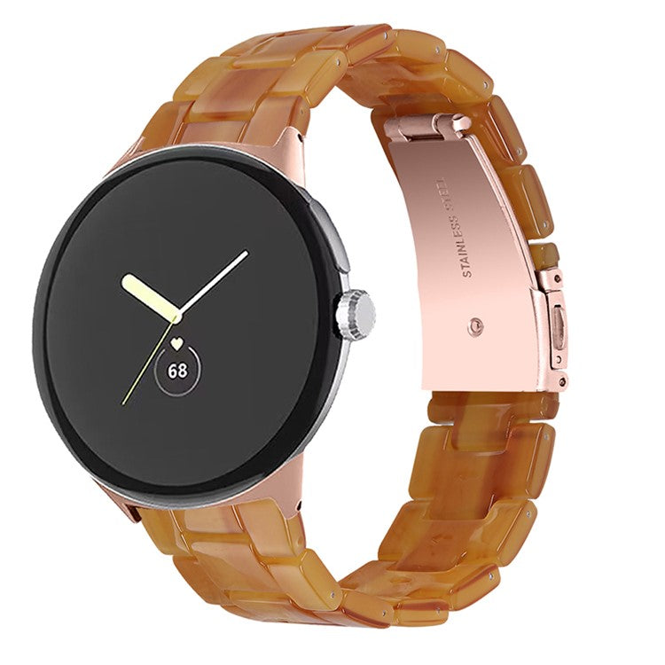 For Google Pixel Watch 3 41mm / Watch 2 / Pixel Watch Slim Light Resin Band Sport Strap Bracelet with Stainless Steel Buckle - Caramel