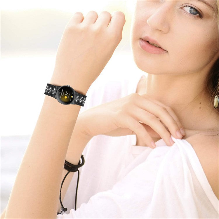 For Google Pixel Watch 2 / Pixel Watch Rhinestone Decor Watch Band Metal Watch Strap Replacement - Black