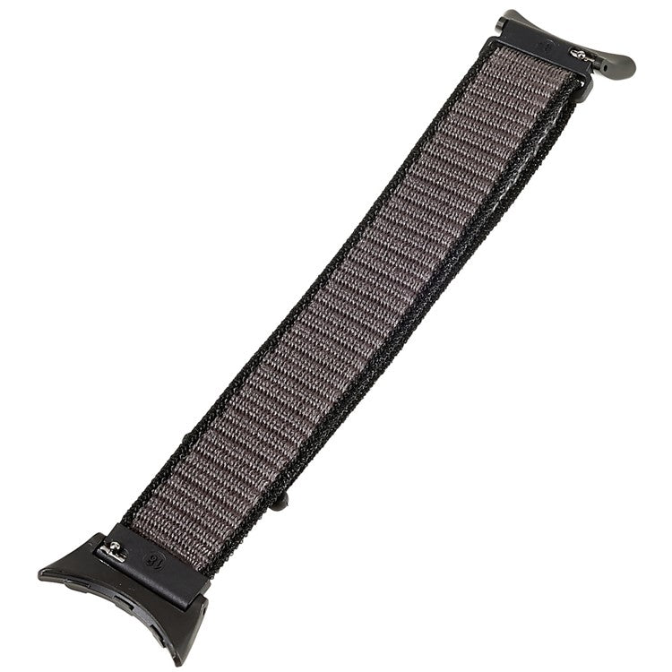For Google Pixel Watch 2 / Pixel Watch Breathable Nylon Weave Strap Sport Loop Replacement Watch Band with Black Metal Connector - Grey / Black