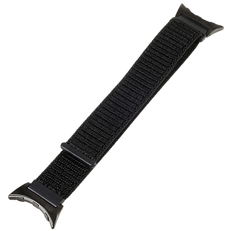 For Google Pixel Watch 2 / Pixel Watch Breathable Nylon Weave Strap Sport Loop Replacement Watch Band with Black Metal Connector - Black