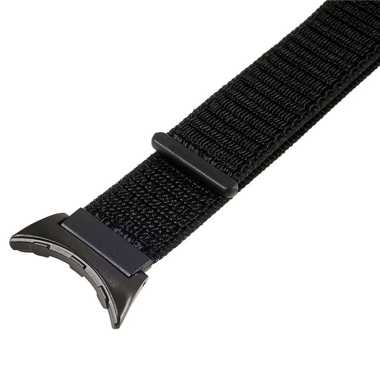 For Google Pixel Watch 2 / Pixel Watch Breathable Nylon Weave Strap Sport Loop Replacement Watch Band with Black Metal Connector - Black