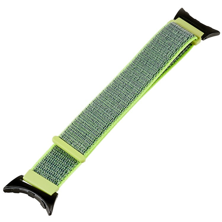 For Google Pixel Watch 2 / Pixel Watch Breathable Nylon Weave Strap Sport Loop Replacement Watch Band with Black Metal Connector - Grey / Green