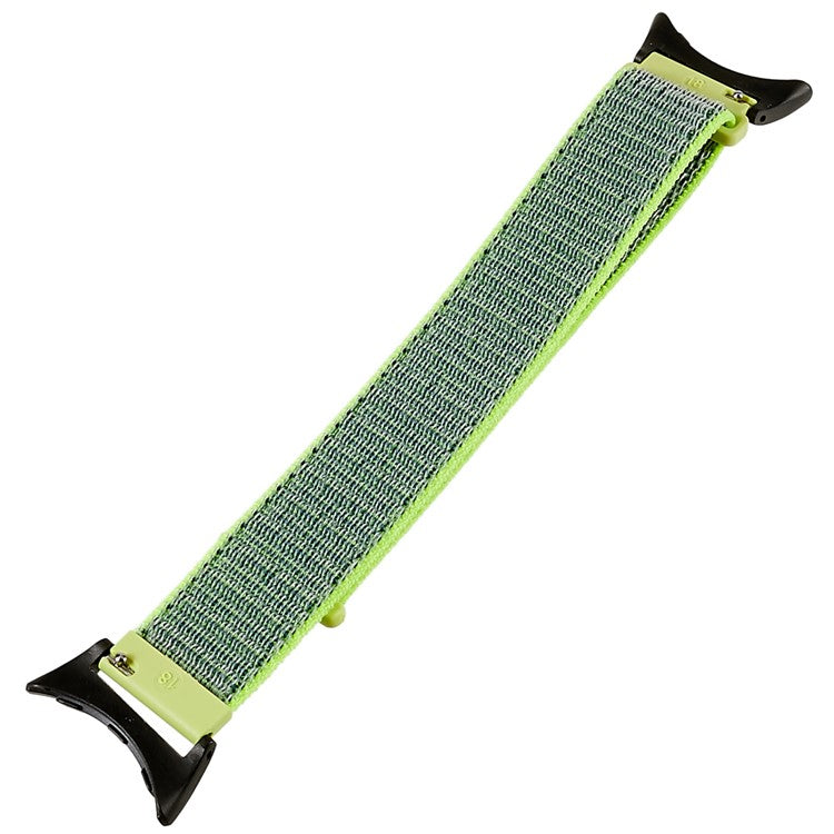 For Google Pixel Watch 2 / Pixel Watch Breathable Nylon Weave Strap Sport Loop Replacement Watch Band with Black Metal Connector - Grey / Green