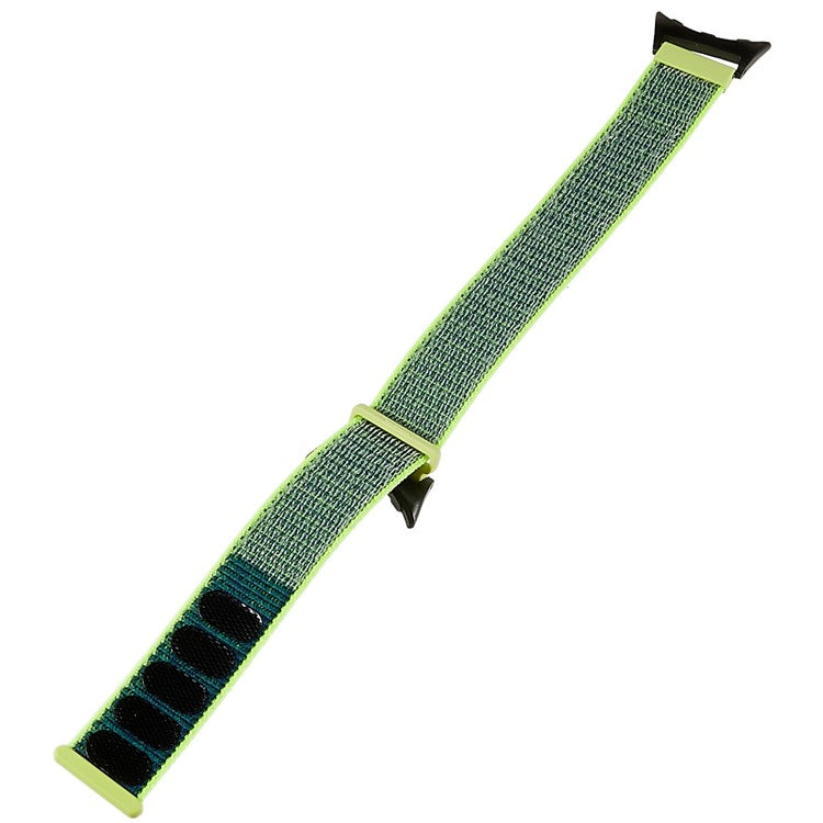 For Google Pixel Watch 2 / Pixel Watch Breathable Nylon Weave Strap Sport Loop Replacement Watch Band with Black Metal Connector - Grey / Green