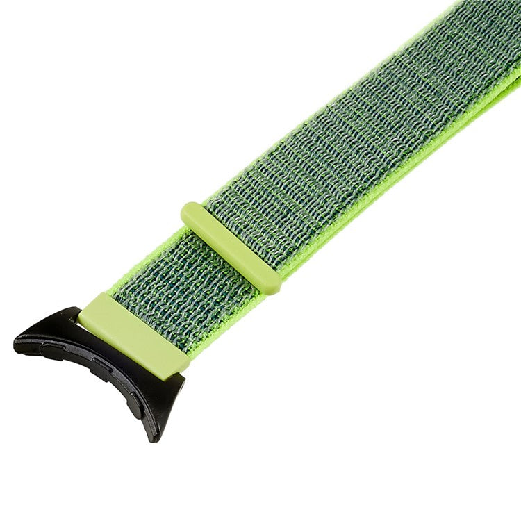 For Google Pixel Watch 2 / Pixel Watch Breathable Nylon Weave Strap Sport Loop Replacement Watch Band with Black Metal Connector - Grey / Green