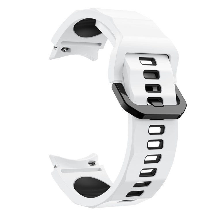 For Samsung Galaxy Watch6 40mm 44mm / Watch6 Classic 43mm 47mm / Watch 5 40mm 44mm / 5 Pro 45mm / Watch4 40mm 44mm Wave Grain Soft Silicone Watch Band Dual Color Bracelet Sports Strap - White / Black