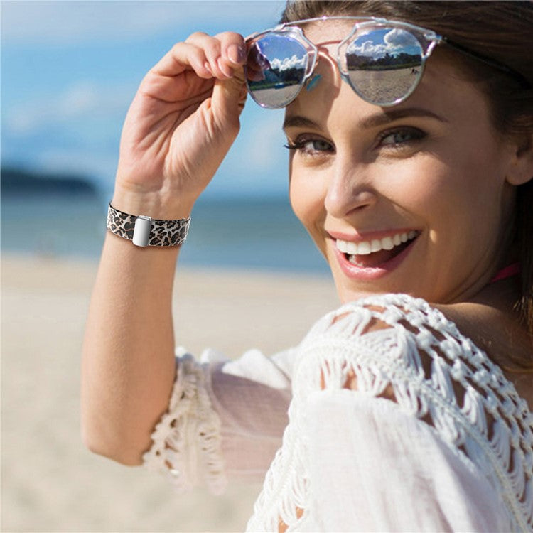 For Samsung Galaxy Watch6 40mm 44mm / Watch6 Classic 43mm 47mm / Watch 5 40mm 44mm / 5 Pro 45mm / Watch4 40mm 44mm Pattern Printed Watch Band Sport Silicone Strap with Folding Buckle - Brown Leopard