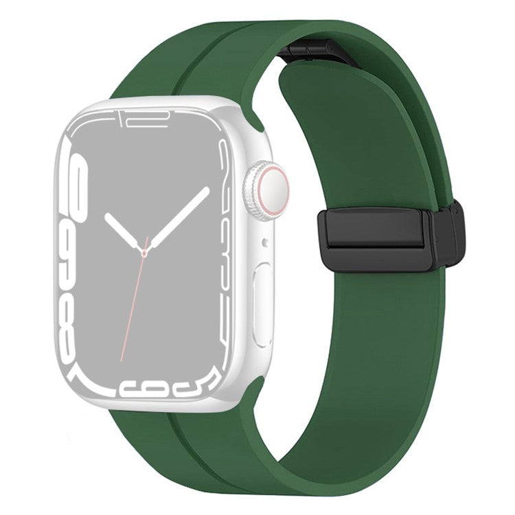 Watch Strap for Apple Watch Series 10 42mm / 9 8 7 41mm / SE (2023) SE (2022) SE 6 5 4 40mm / 3 2 1 38mm Silicone Sport Band with Magnetic Folding Buckle - Dark Green